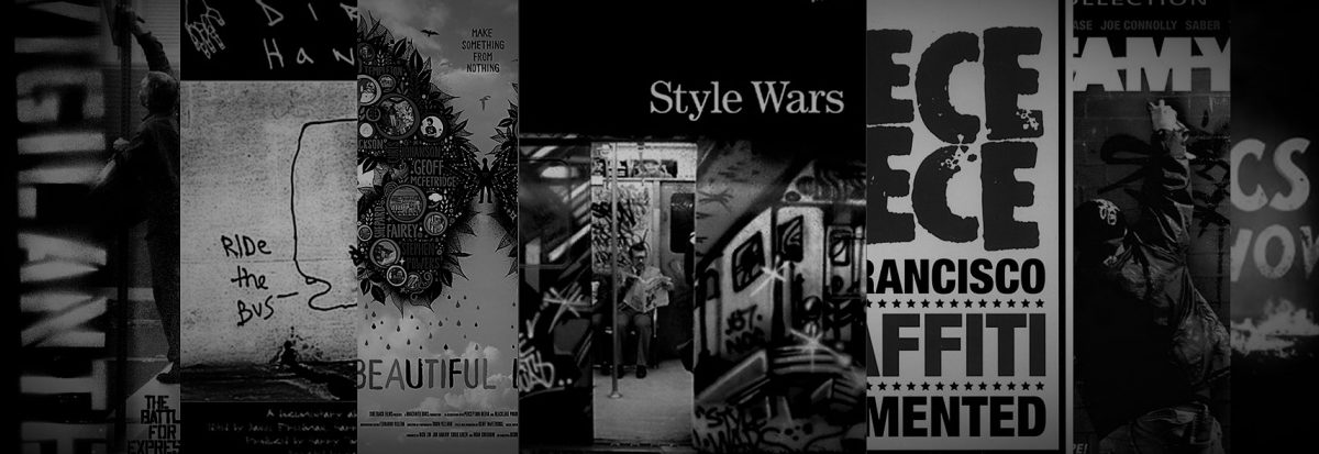 A row of film posters