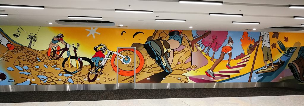 A section of Dcypher's mural at the Christchurch Airport, 2018