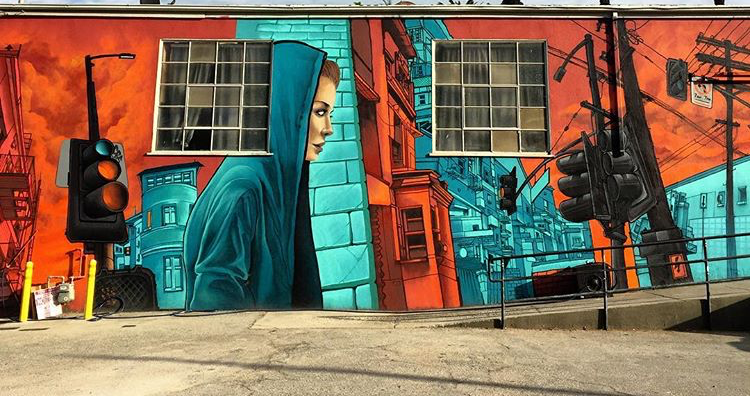 Mural for 88 Monks in Echo Park, Los Angeles, 2016 (Photo credit: Dcypher)