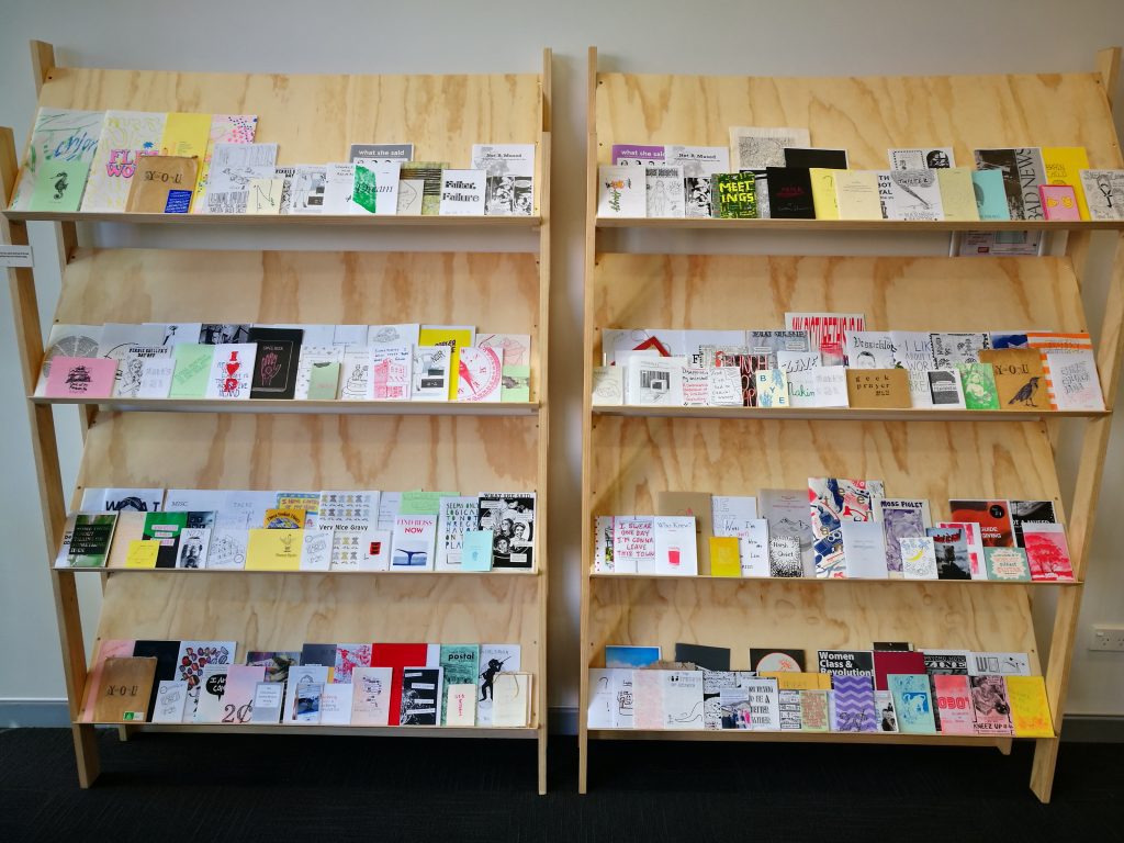 The Zine Library on display at Fiksate Gallery, 165 Gloucester Street