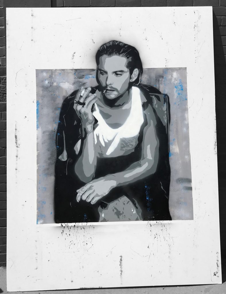 Kit Harrington, aerosol and mixed media, 2019