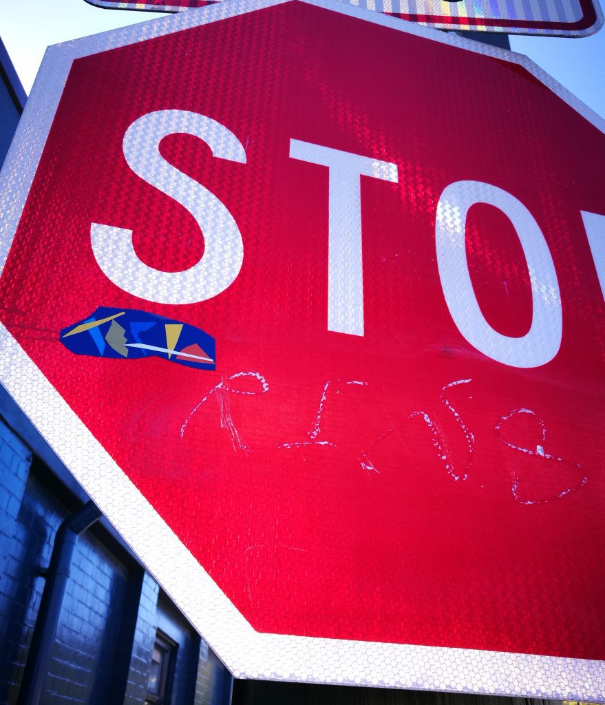 Handmade TEPID sticker, central Christchurch, 2018