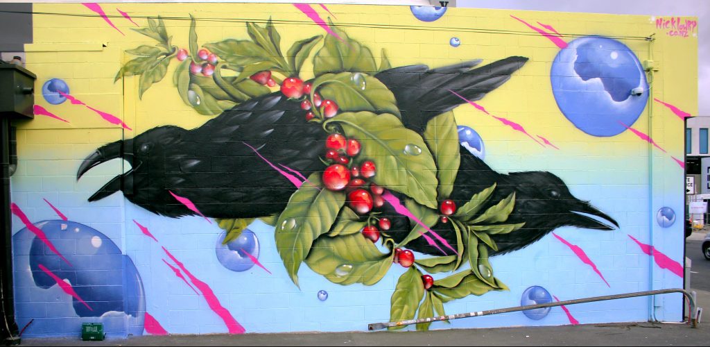 Mural for Underground Coffee, Durham Street, Christchurch, 2019