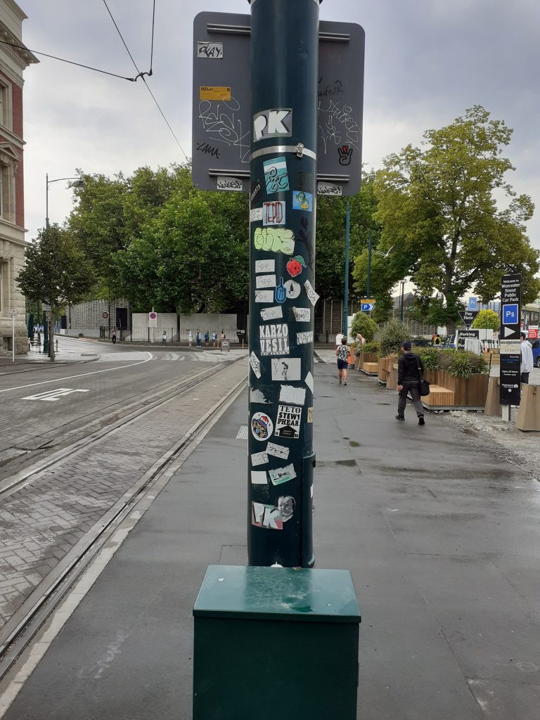 A collection of stickers in Christchurch