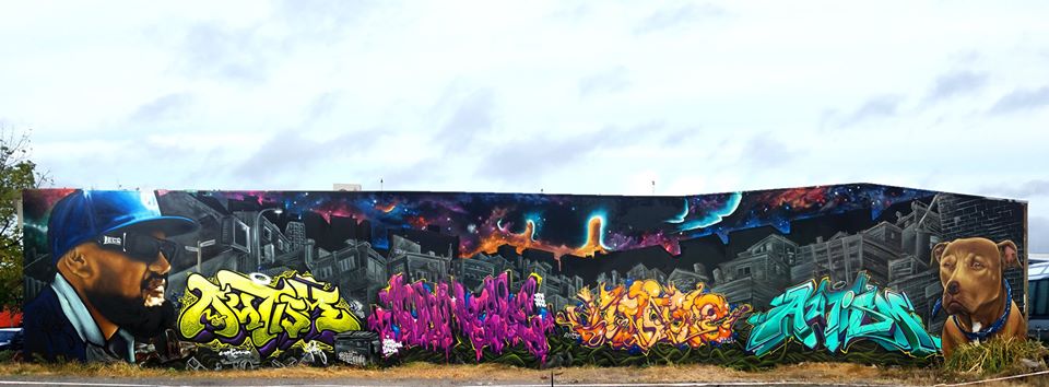 The massive DTR JUngle tribute, featuring pieces Jungle and Autism pieces, a portrait of Jungle by Wongi and Jungles dog by Dcypher, 2020.