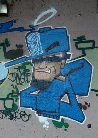 A Juse 1 character as part of the TS crew tribute to Jungle, Wellington, 2019. (Photo supplied by Ikarus)