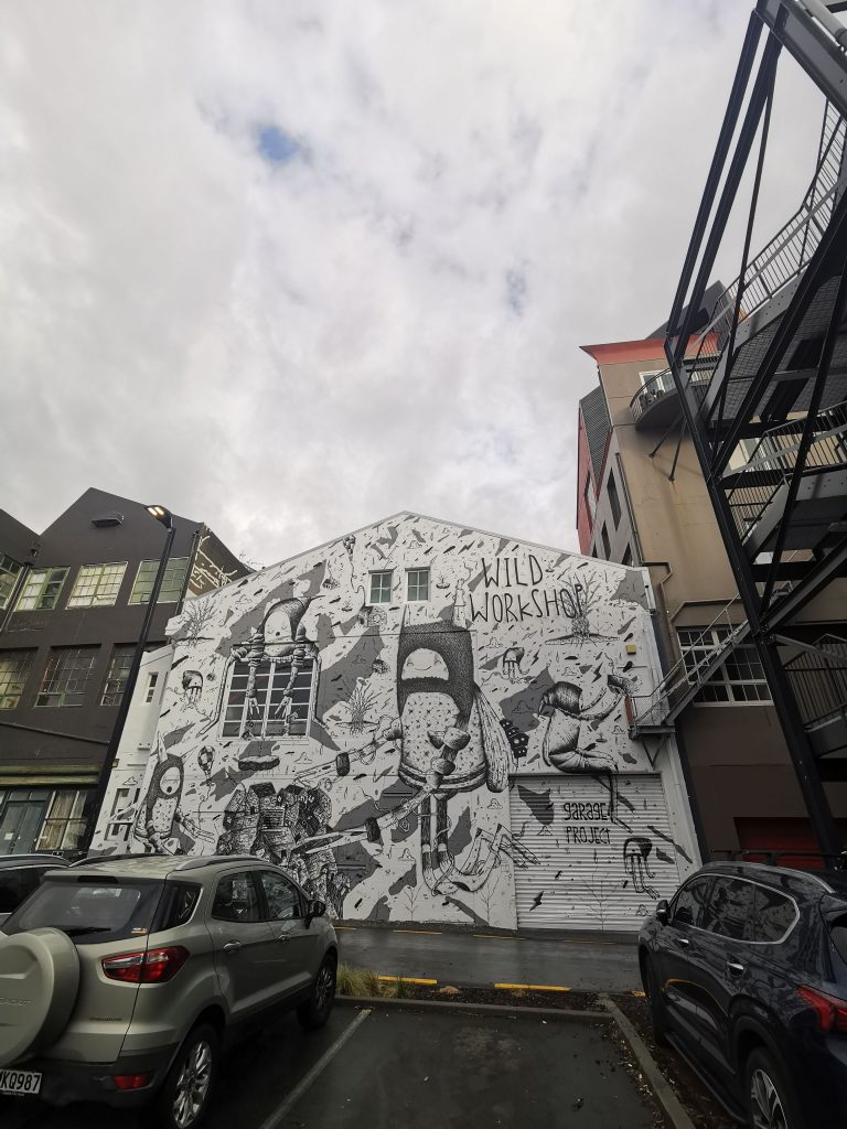 Cracked Ink mural for Garage Project in Wellington, 2020